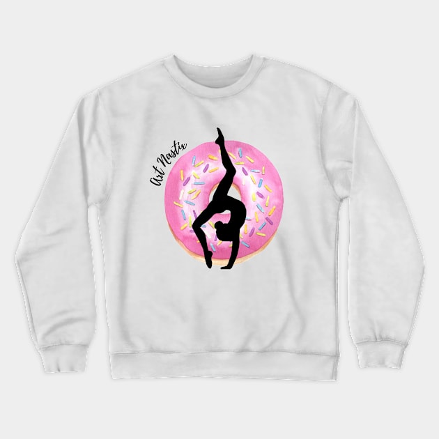 Donut Gymnast Silhouette Art Crewneck Sweatshirt by Art Nastix Designs